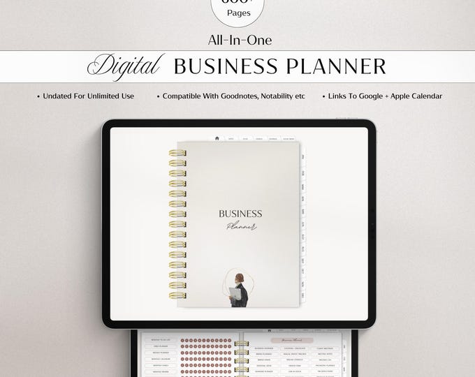 Digital Business Planner: Content Planner, Social Media Planner, Business Plan, Financial Planner, Yearly - Undated Small Business Planner