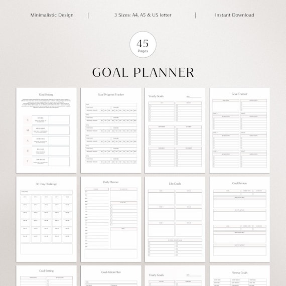 Goal Planner Bundle, 2026 Goal Planner, Vision Board Planner, Reflections, Productivity, PDF