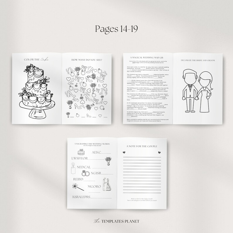 Wedding Coloring Book Template Wedding Activity Book for - Etsy
