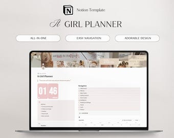 It Girl Notion Life Planner | All In One Notion Template | That Girl | Notion Dashboard | Notion Dashboard | Aesthetic Notion Template