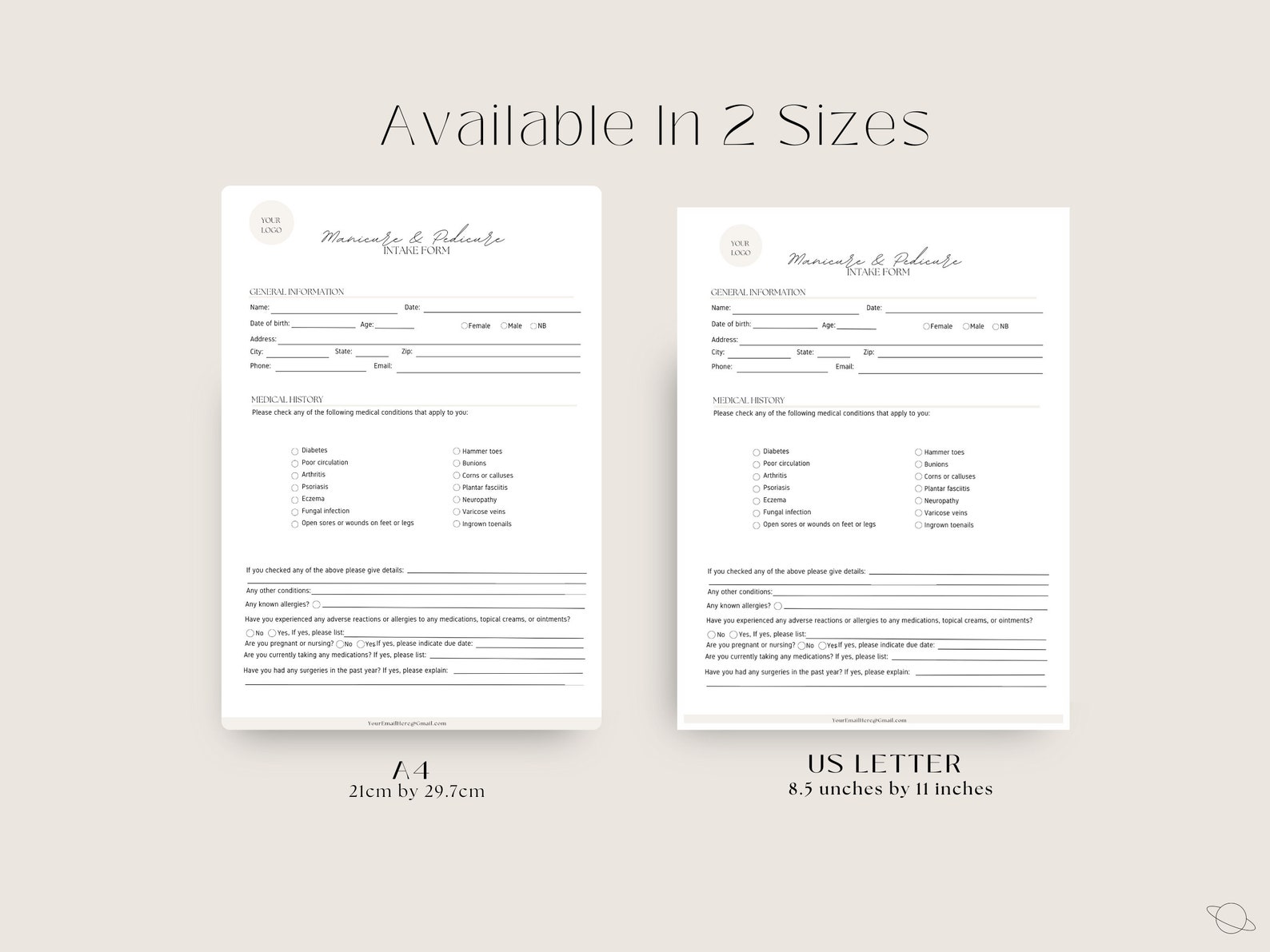Nail Technician Forms Bundle Editable Templates, Esthetician Forms ...