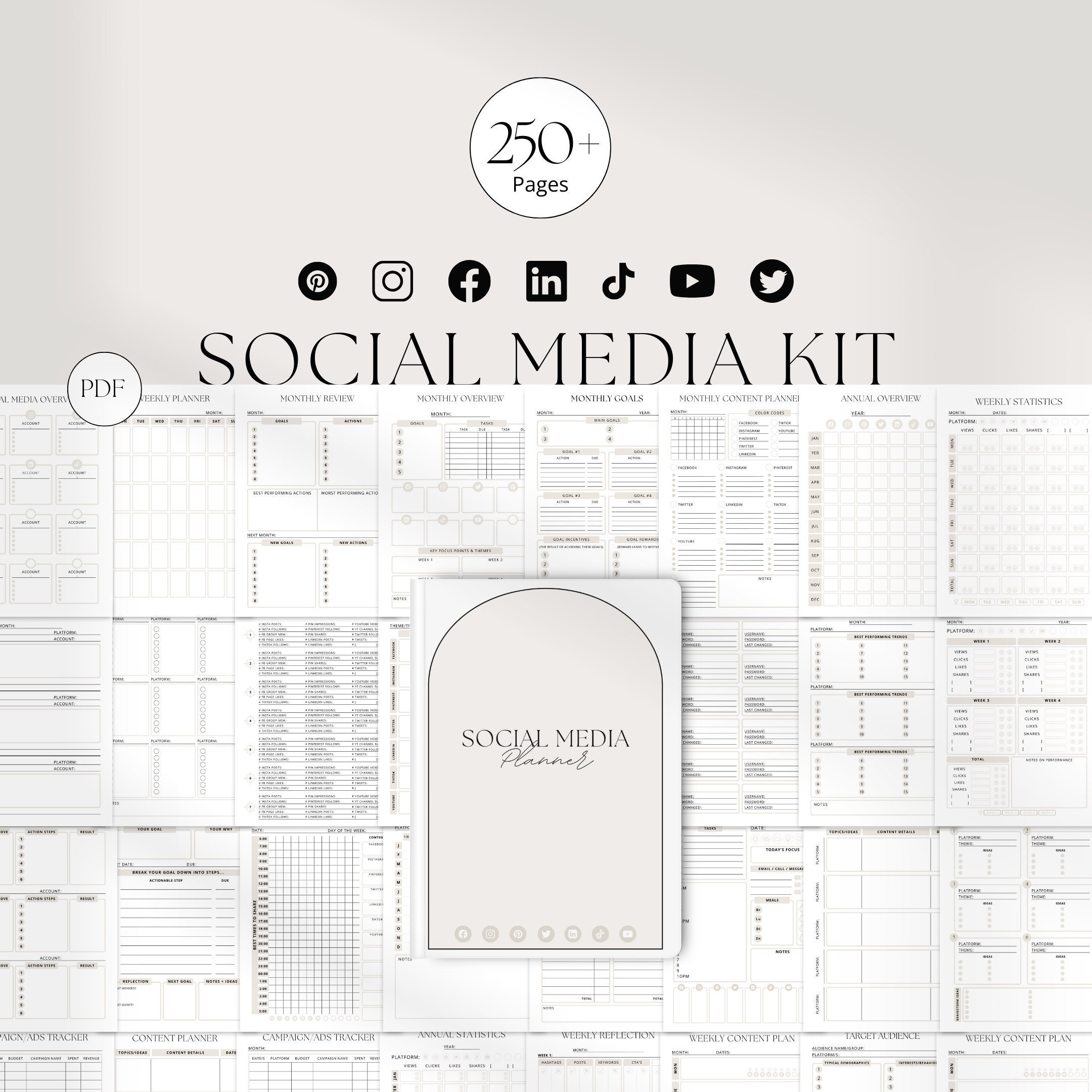 Social Media Planner Kit | Marketing planner | Content Planner | Business Planner Printable Business Plan | Content Calendar | Facebook plan