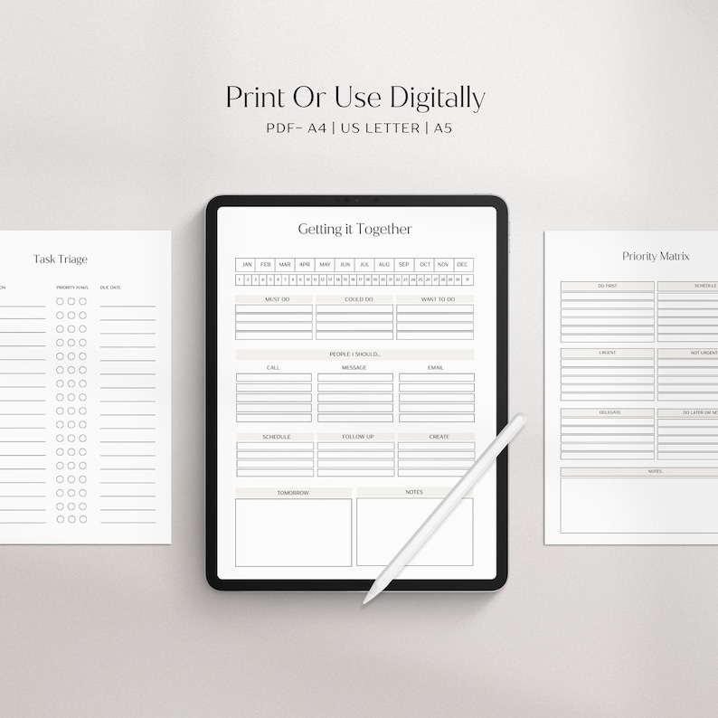 Brain Dump Planner, Brain Dump Journal, Productivity Priority Matrix ...