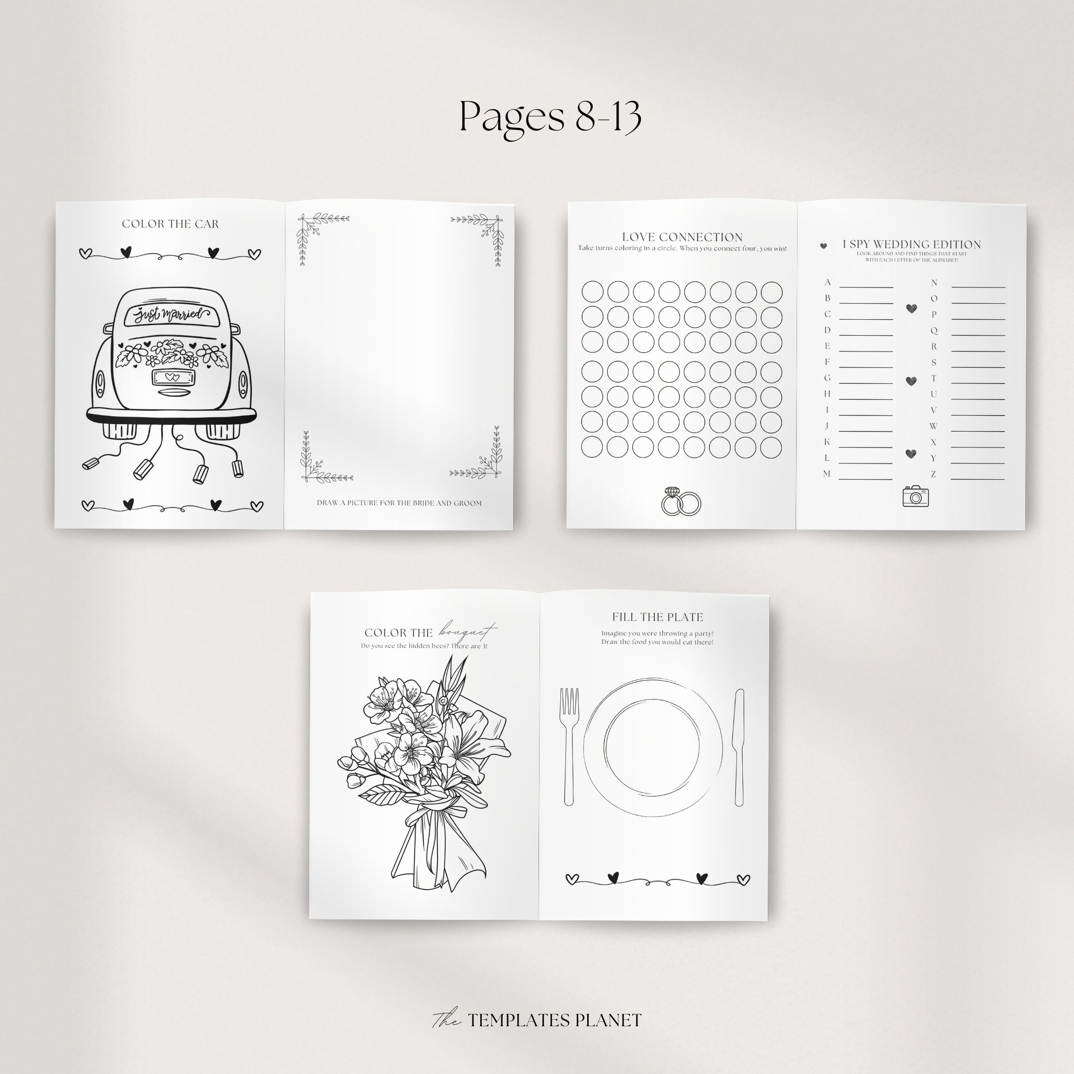 Wedding Coloring Book Template Wedding Activity Book for - Etsy