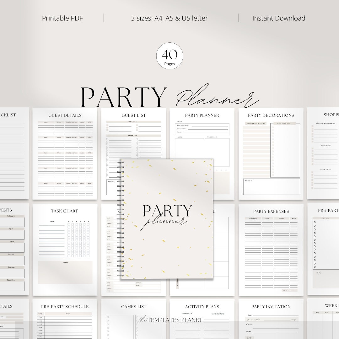 Party Planner Printable Planner Event Planner Event Planning Template ...