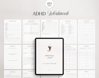 ADHD Therapy Workbook Worksheets | Mental Health | Anxiety Journal | Mood Tracker |  | Therapy Journal | Wellness Journal ADHD Planner Adult