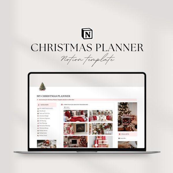Notion Christmas Planner| Notion Template | Notion dashboard | Notion Planner | Christmas Planner | Notion aesthetic | Notion Template 2023