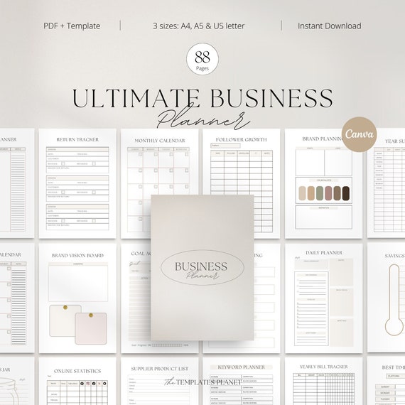 Business Planner Bundle: Editable, Small Business Planner, Content Planner, Social Media Planner, Business Plan Template | Undated