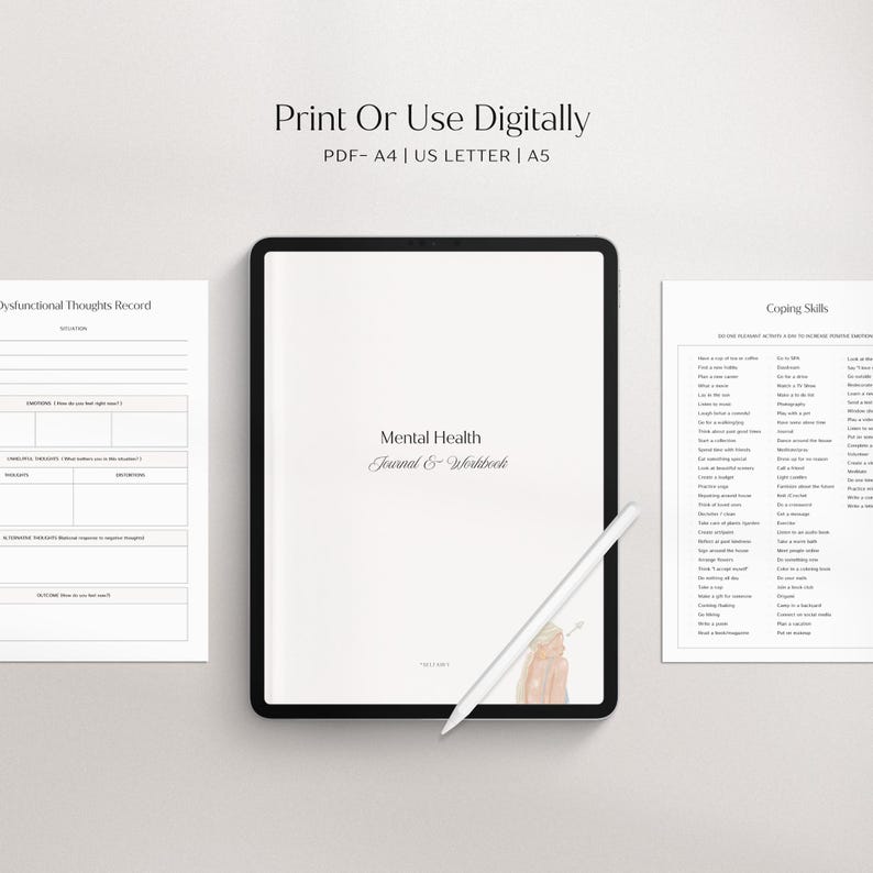 Quaderno di lavoro per la salute mentale / Diario dell'ansia / Monitoraggio dell'umore / Lavoro ombra / Schede di lavoro CBT / Diario della terapia / Diario del benessere / Cura di sé immagine 3