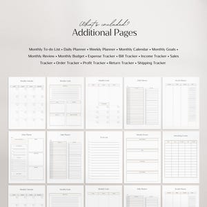 May include: A set of printable planner pages with a variety of layouts, including monthly calendars, daily planners, weekly planners, to-do lists, and goal setting pages.