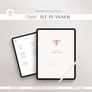 Planificador digital de FIV - Tratamiento de fertilidad / Diario de FIV con enlaces / Planificador de fertilidad / Seguimiento del ciclo de infertilidad / Registro de fertilidad
