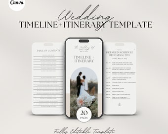 Mobile Wedding Timeline + Itinerary Canva Template, Wedding Itinerary Template,Wedding Timeline,Wedding Weekend Itinerary Template,Itinerary