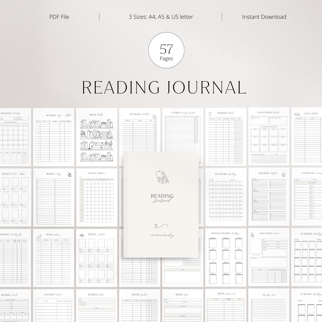 Printable Reading Tracker Journal Reading Log Book Tracker Book Journal ...