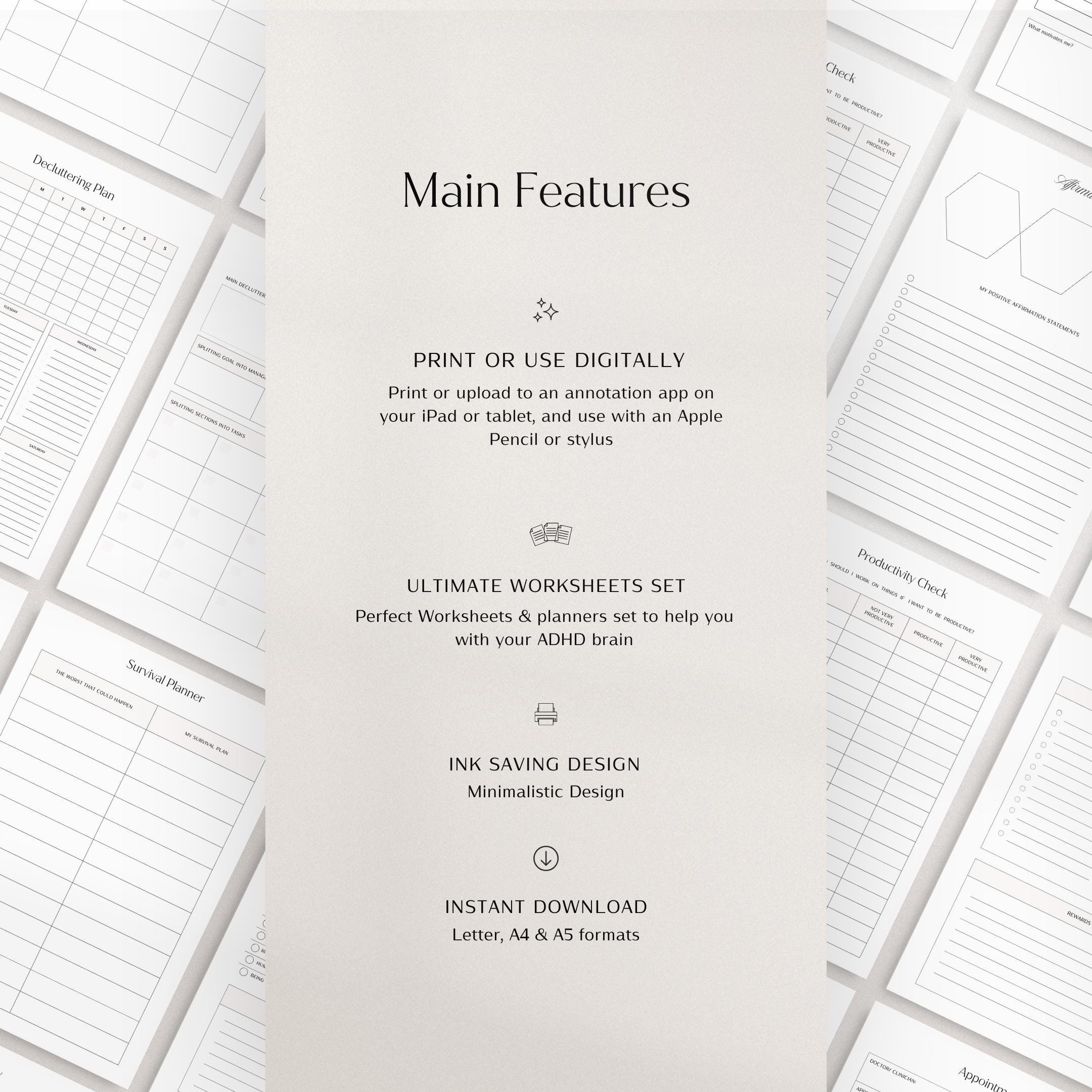 ADHD Therapy Workbook Worksheets | Mental Health | Anxiety Journal ...