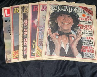 Lote de 5 revistas Rolling Stone antiguas: 1977, 1978, Life (junio de 1970).