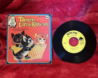 Três Gatinhos - Disco de Vinil Extended Play de 45 RPM da Peter Pan Records (F1206)