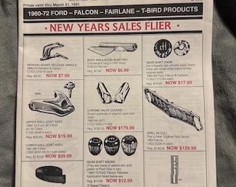 Obsolete Ford Parts 1991 1960-72 Falcon T-Bird New Years Sales Flier Brochure