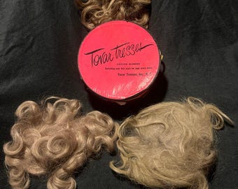 Vintage 50s/60s Tovar-Tresses Wig Box with 3 hairpieces 100% Human / Synthetic