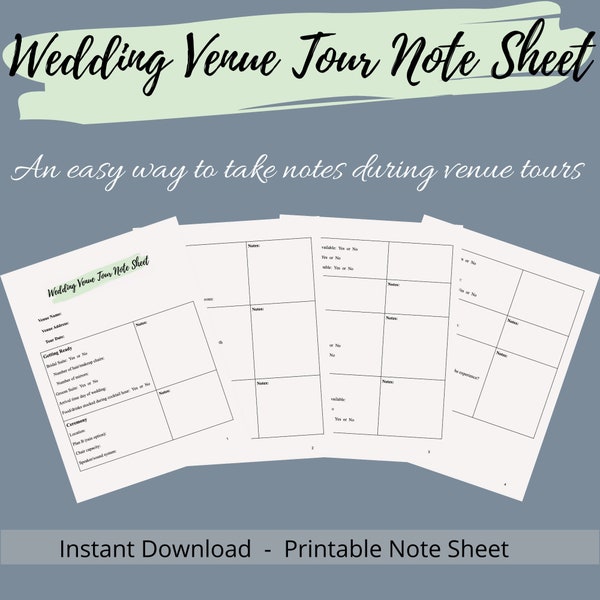 Wedding Venue Tour Note Sheet