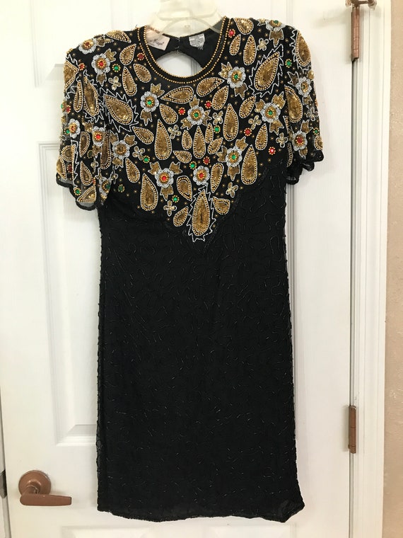 Vintage Laurence Kazar of NY 100% Silk Beaded and 