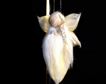 felted fairy sundew yellow-white H 17 cm felted angel fairytale wool felt angel felt fairy spring fairy forest fairy guardian angel felt felted angel