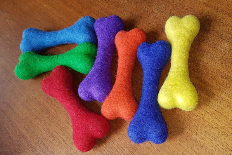 100 Wool Felt Bone Cat Kicker Toy With or Without Catnip Hand Felted