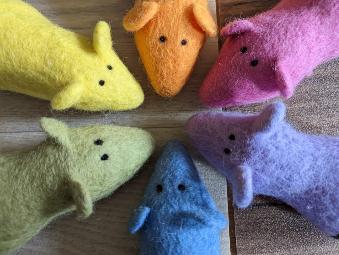 100 Wool Cat Kicker Toy Mouse Hand Felted With or Without Catnip 30cm