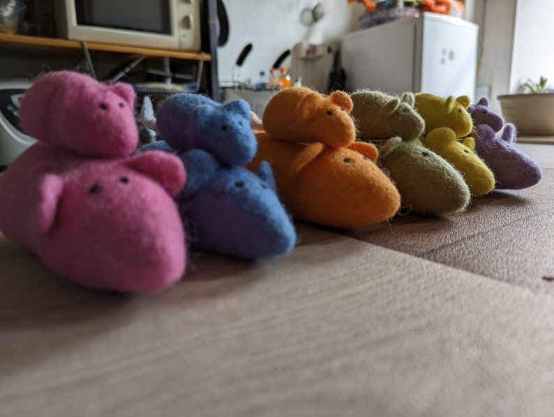 100 Wool Cat Kicker Toy Mouse Hand Felted With or Without Catnip 30cm