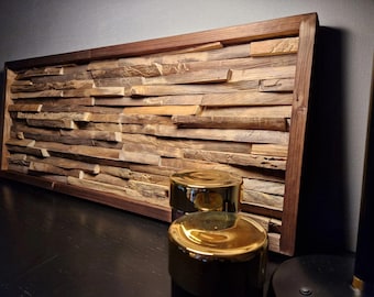 Living room wall decor, wooden picture, wall art, wood mosaic, mosaic, decorative wood, wall art, 3D effect, wood decor, decorations