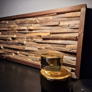 Wall decoration, wood mosaic, decorative wood, wall art, 3D optics
