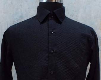 Black Quilted Tuxedo Shirt