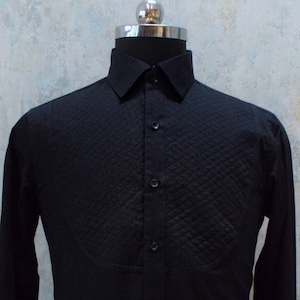 Black Quilted Tuxedo Shirt