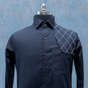 Black Party Shirt with White Checks