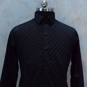 Black Pintex Tuxedo Shirt