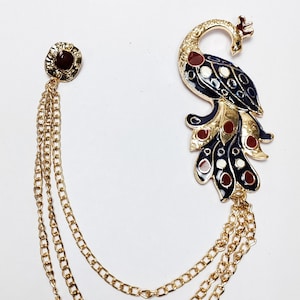 Antique Peacock Brooch for Men