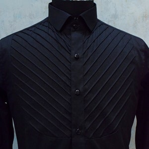 Black Pintex Tuxedo Shirt