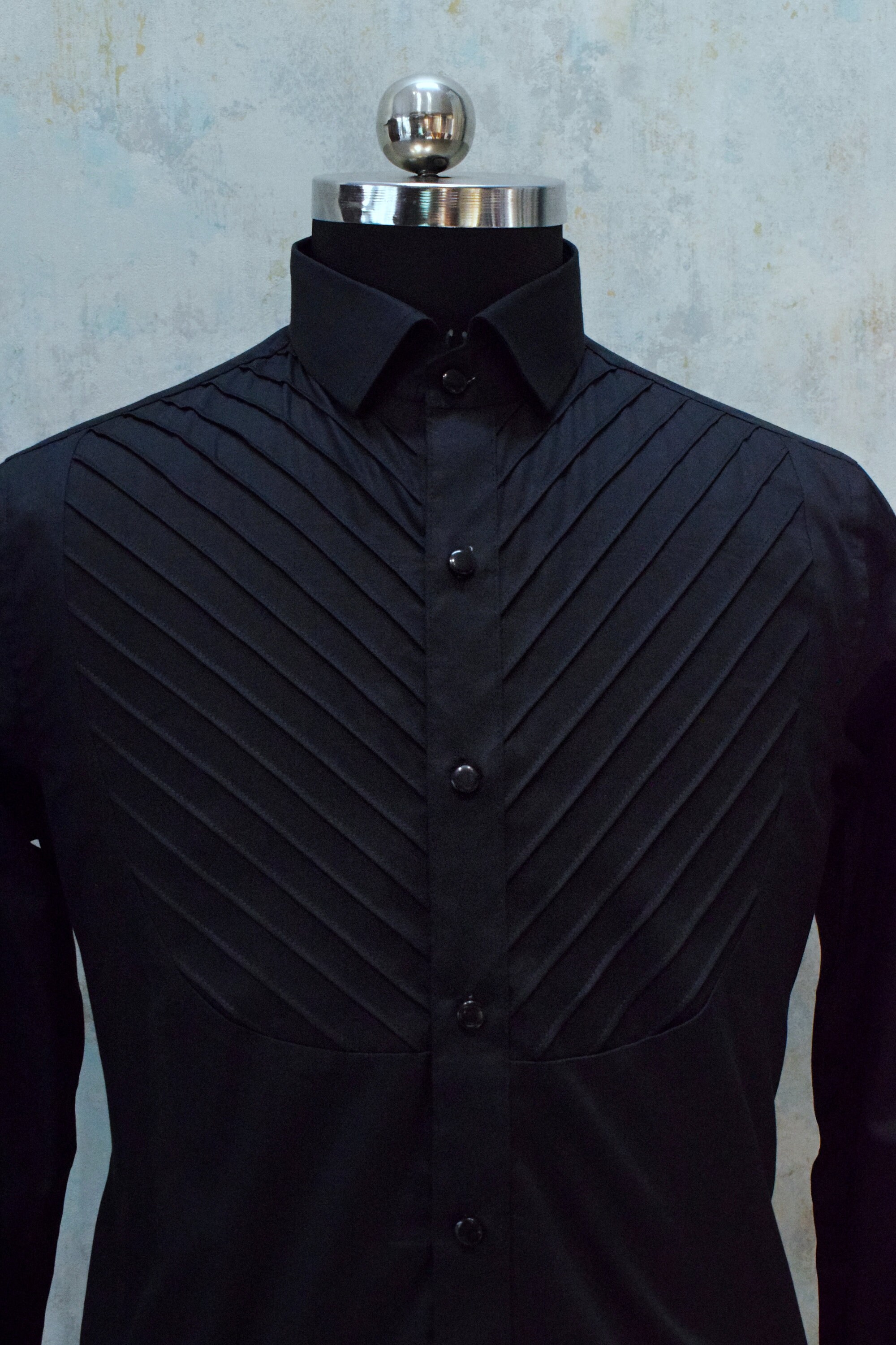 Schwarzes Pintex Tuxedo Hemd