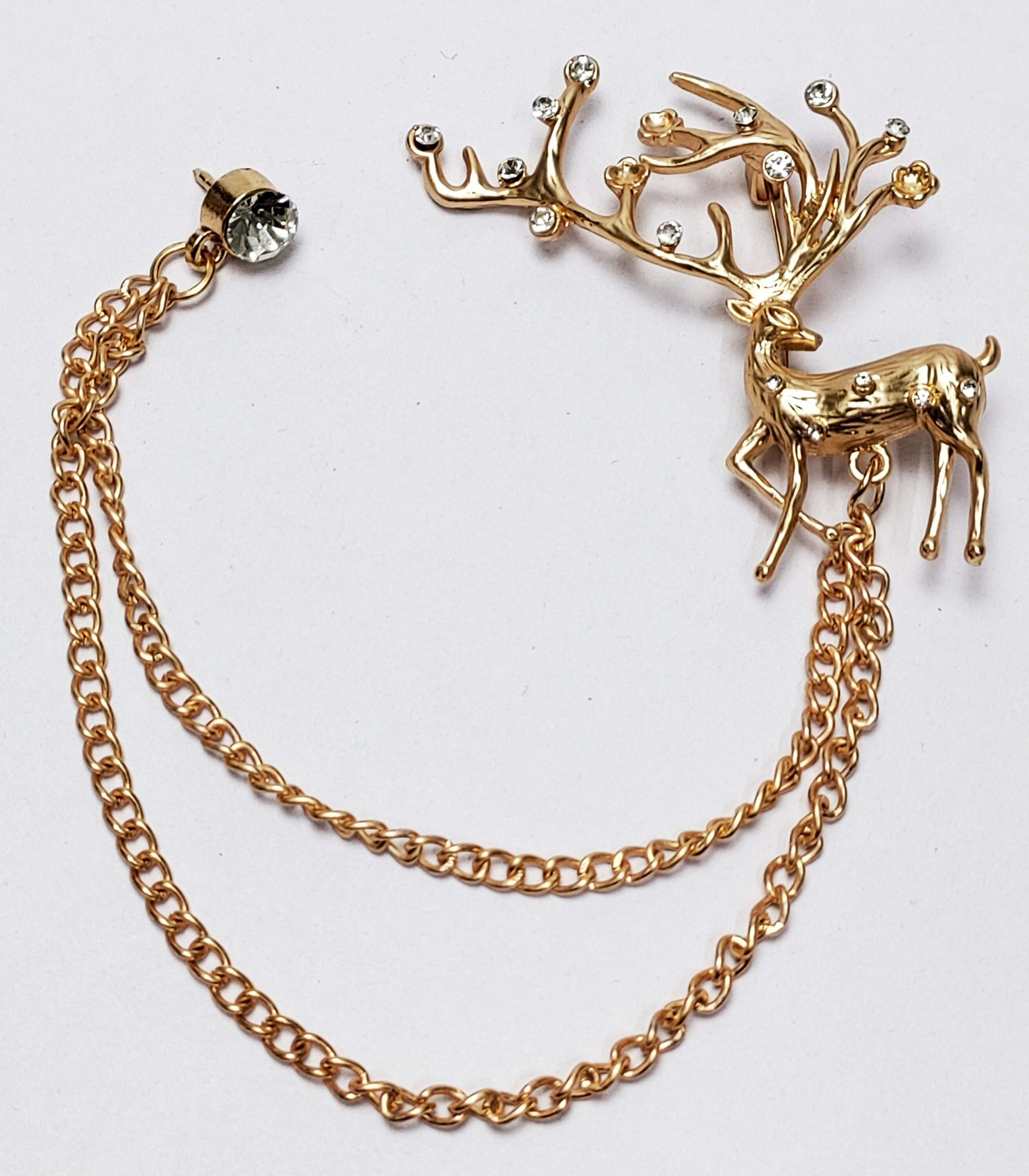 Broche Délicate Cerf Avec épingle Dorée - Bijou Ancien Neuf Avec étiquette