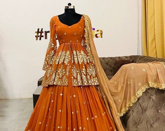 Vestido De Diseñador Naranja Lengha Lehenga Traje Tradicional étnico Indio Traje Indio Chania Choli Vestido De Fiesta Vestido Blanco Ropa De Boda | Vestido De Diseñador Naranja Lengha Lehenga Traje Tradicional étnico Indio Traje Indio Chania Choli Vestido De Fiesta Vestido Blanco Ropa De Boda |