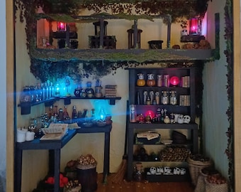Miniature Witch Potion Room, Diorama, Spells & Magic, Fantasy House