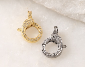 Pave Diamant Karabinerverschluss, Sterlingsilber & vergoldet Halskette Verschluss