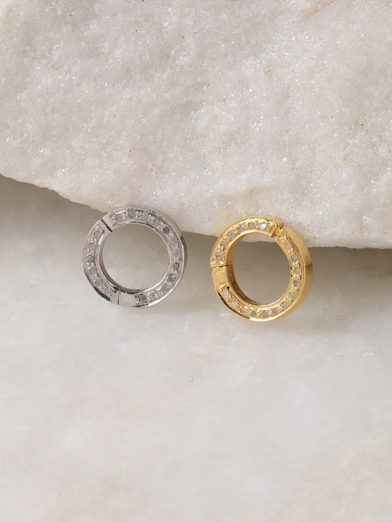 Pave Diamond Sterling Silver Clasps - Round Jewelry Findings