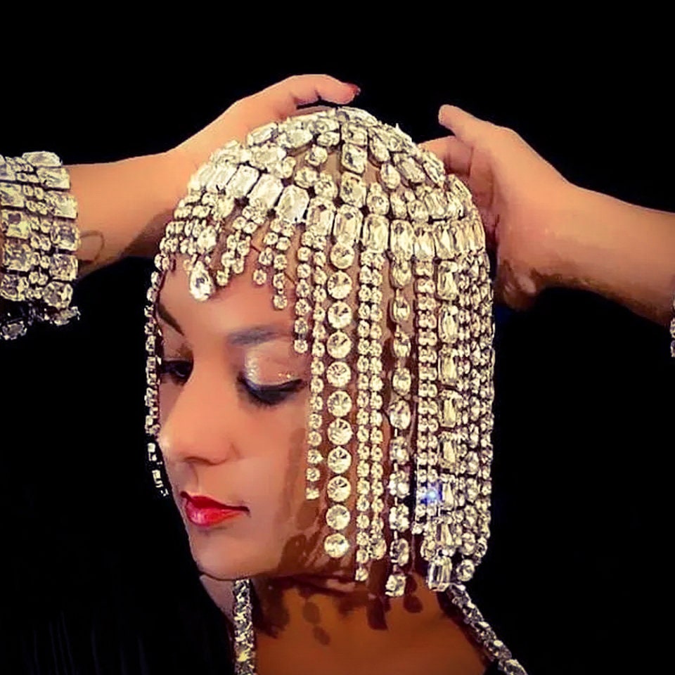 Rhinestone Chain Head Dress, Metal Head Chain, Gold Hair Chain Jewelry, Unique Fashion Wigs, Festival Head Piece, Silver Fashion Head Chain