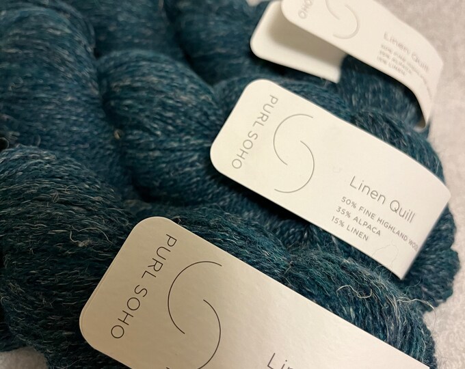 Purl soho linen quill 50 wool 35 alpaca 15 linen color high tide 1590