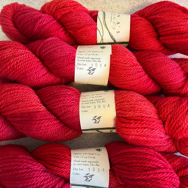 Lorna’s Laces Green Line DK Hand Dyed Yarn - 100% Organic Merino Wool Yarn - Color Red.