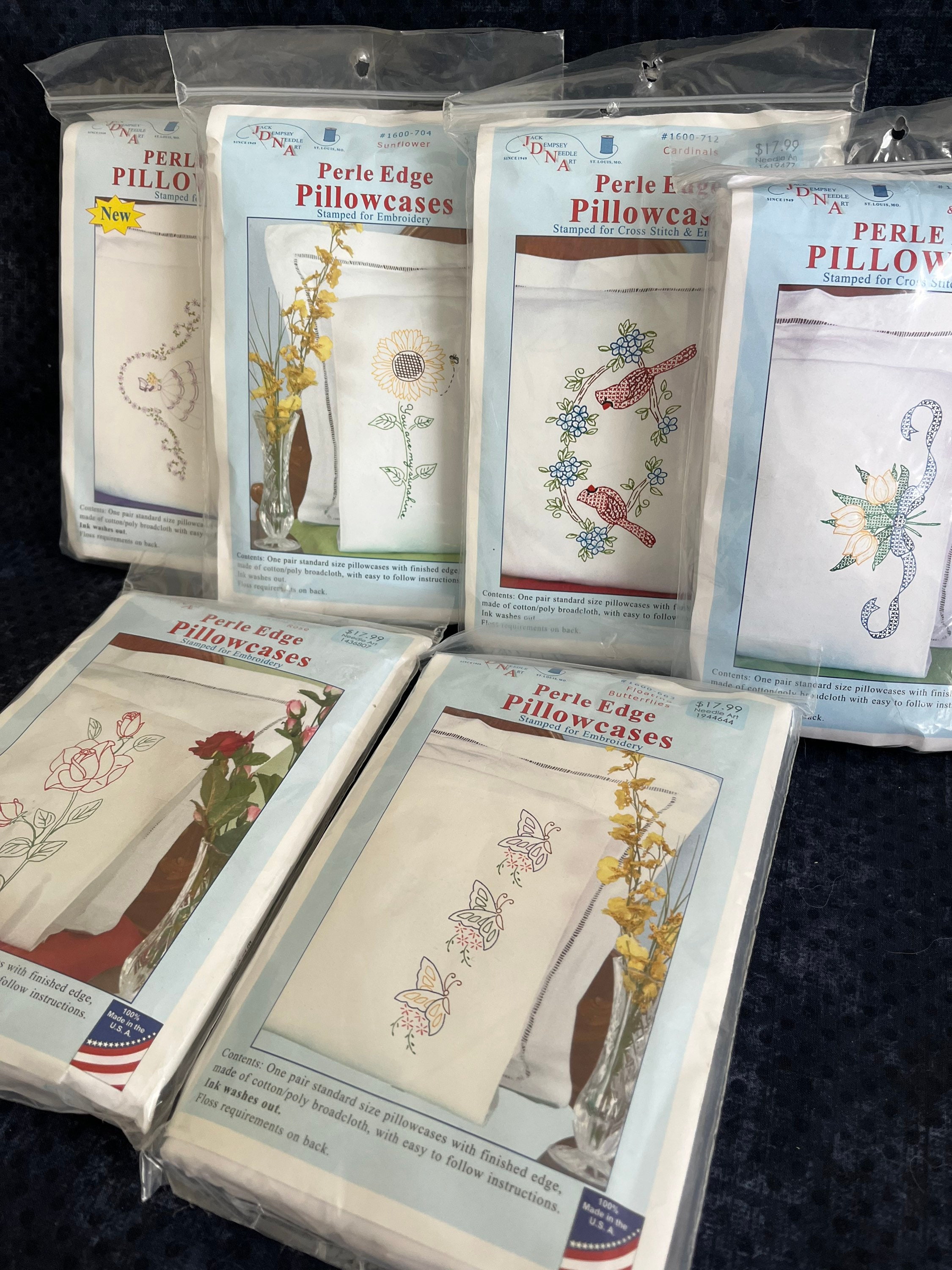 Jack Dempsey Needle Art Pillowcases Stamped for Cross Stitch and