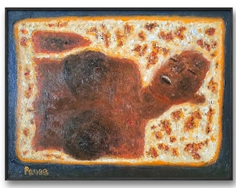 Human Pizza Oil Painting by Atdjo Van Kanjut