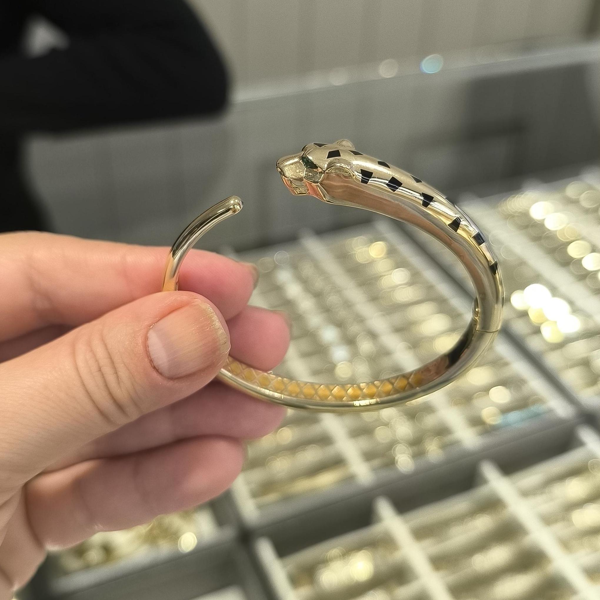 14K Gold Panther Bangle: Handmade Animal Bracelet, Birthday Jewelry - Etsy
