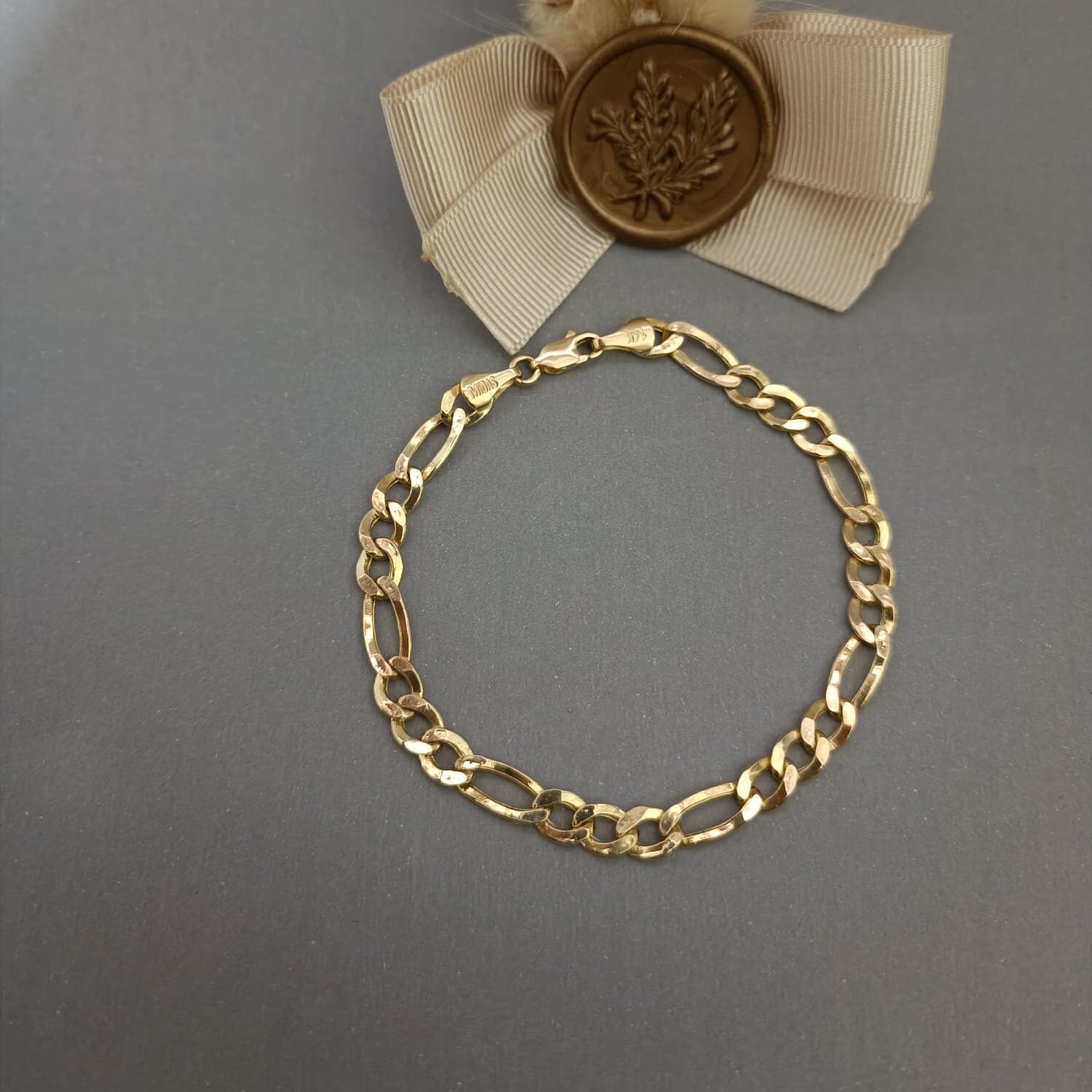 Figaro Bracelet* 14K Gold Figaro Chain Bracelet for Men