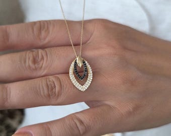 14K Gold Marquise Necklace: Birthday Jewelry Gift